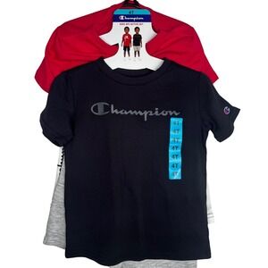 NWT Champion Kids 4 Piece Active Set Tshirts Shorts Size 4T Red Black Gray
